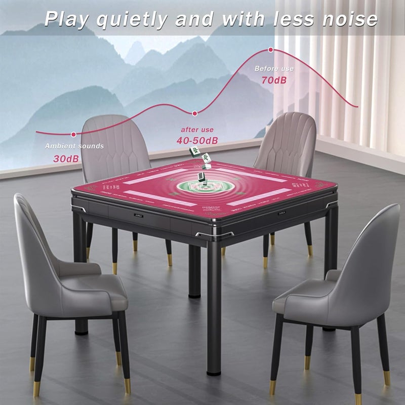 2F22E Mahjong Mat, Noise Reduction Non-Slip Mahjong Mat for Table, 32.4 * 32.4 Inch Mahjong Table Mat for Poker, Board Games Table Mat, Card Games, Tile Games, Dominoes (Pink) - Image 3